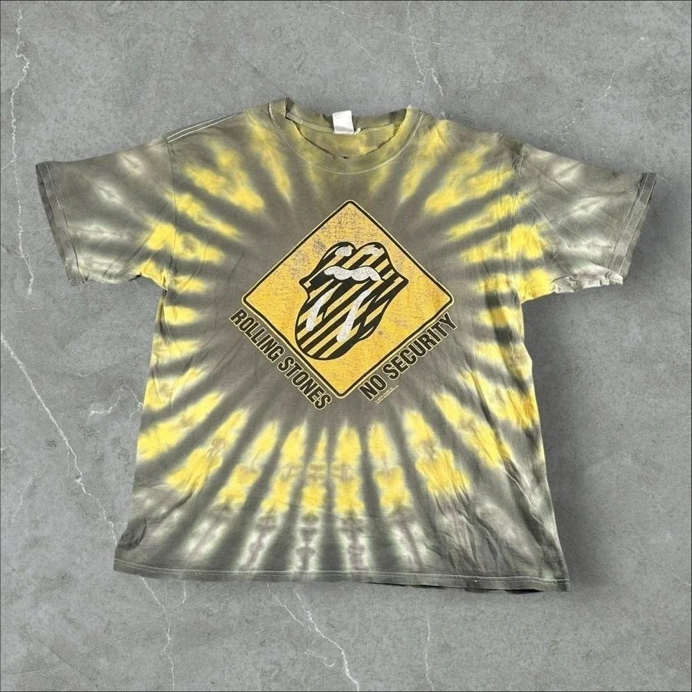 Vintage Rolling Stones Shirt Mens XL Grey Yellow No Security Tour 1999 Rock Band